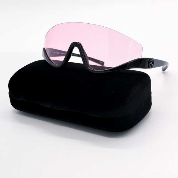 NEW GUCCI GG1650S 002 SHIELD BLACK PINK WOMEN SUNGLASSES GUCCI EYEWEAR - Picture 3 of 13
